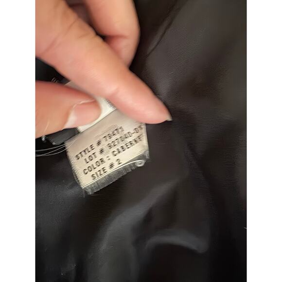 DKNY Vintage Wool Ruffle Tweed Coat Size 2 Cabernet Retro High Neck Jacket - Picture 7 of 8